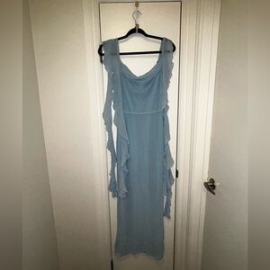 Elegant Blue Ruffle Dress